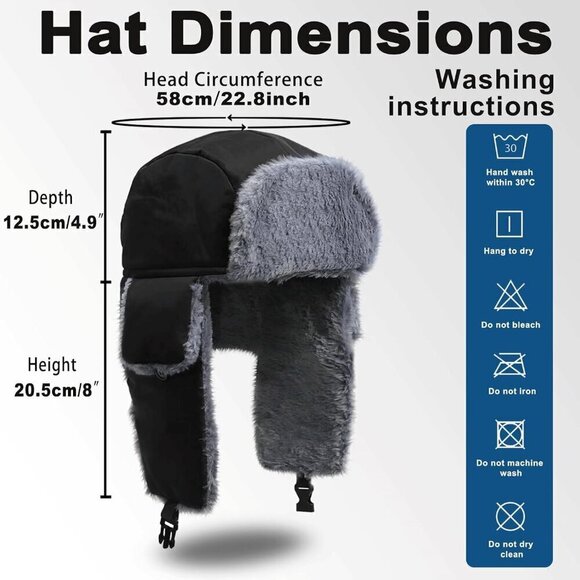 Heated Trapper Hat Faux Fur Rechargeable Battery for Unisex - Picture 2 of 8